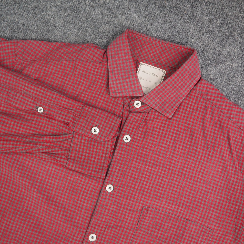 Billy Reid Shirt Mens Small Standard Cut Red Gingham Check Long Sleeve Preppy